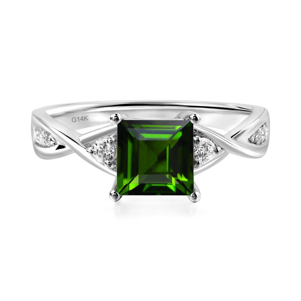 Square Cut Diopside Engagement Ring - LUO Jewelry #metal_14k white gold
