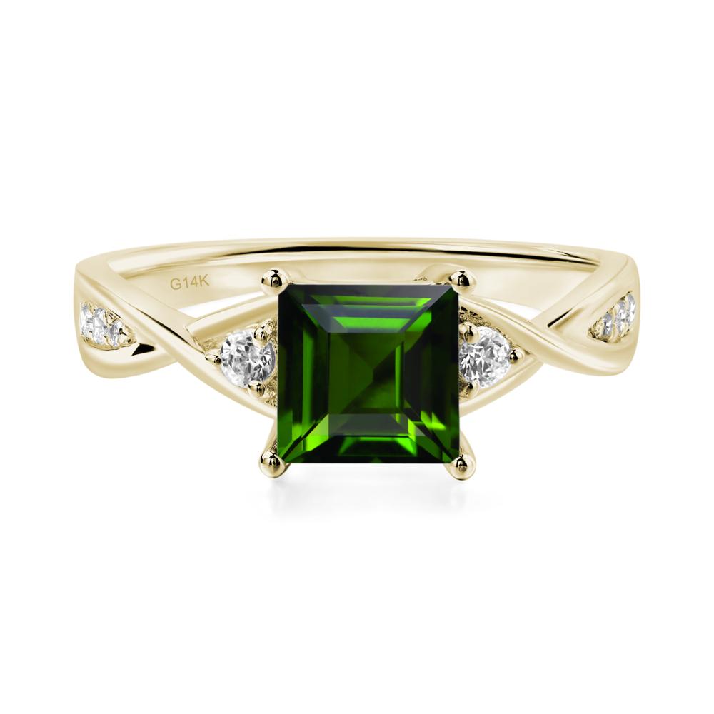 Square Cut Diopside Engagement Ring - LUO Jewelry #metal_14k yellow gold