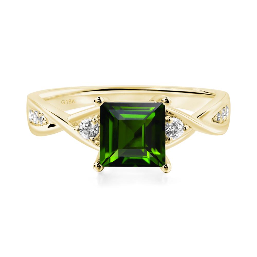 Square Cut Diopside Engagement Ring - LUO Jewelry #metal_18k yellow gold