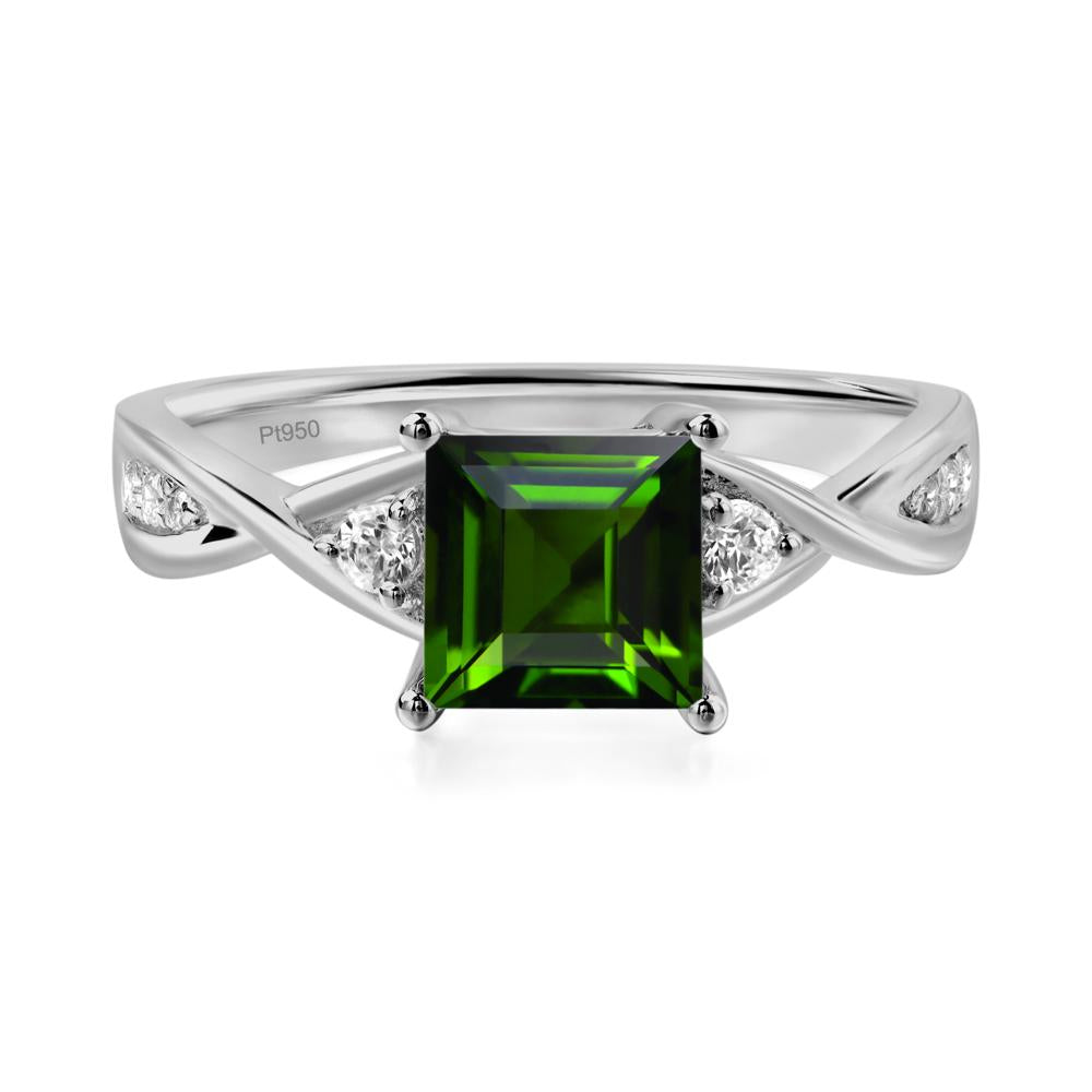 Square Cut Diopside Engagement Ring - LUO Jewelry #metal_platinum
