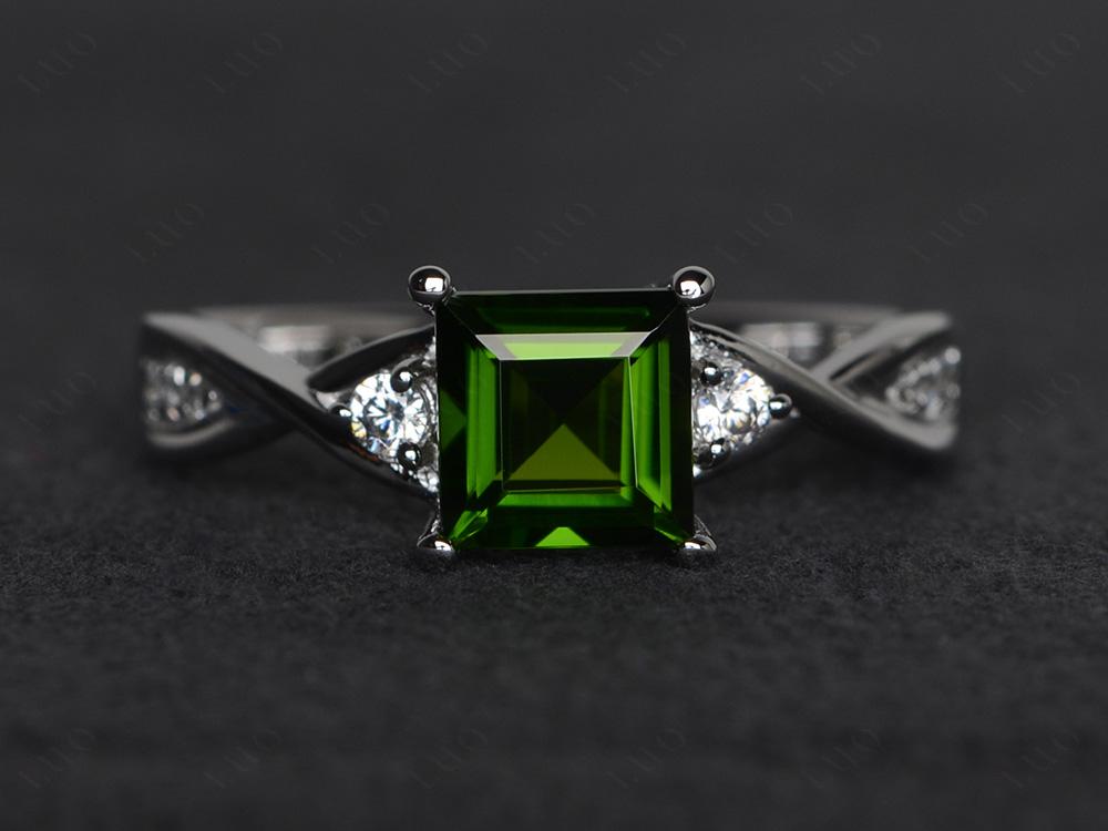 Square Cut Diopside Engagement Ring - LUO Jewelry