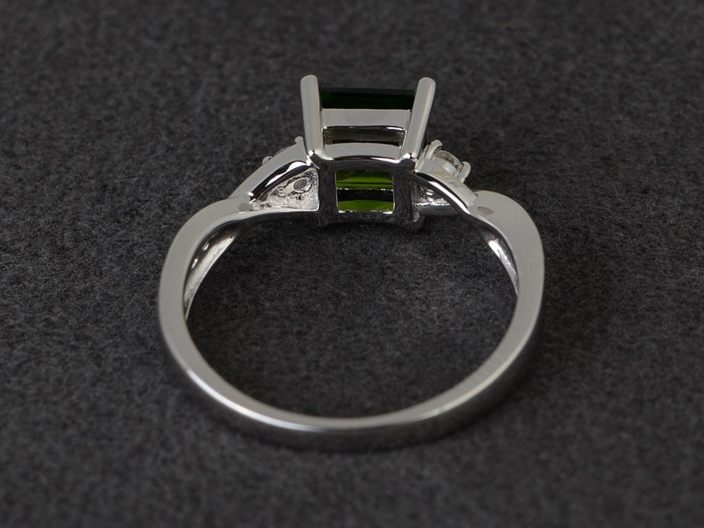 Square Cut Diopside Engagement Ring - LUO Jewelry
