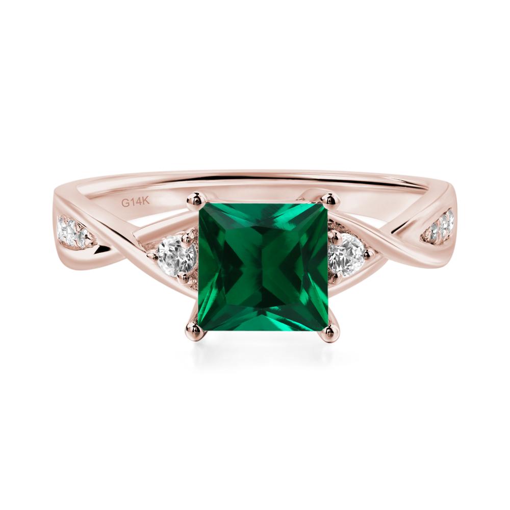 Princess Cut Emerald Engagement Ring - LUO Jewelry #metal_14k rose gold