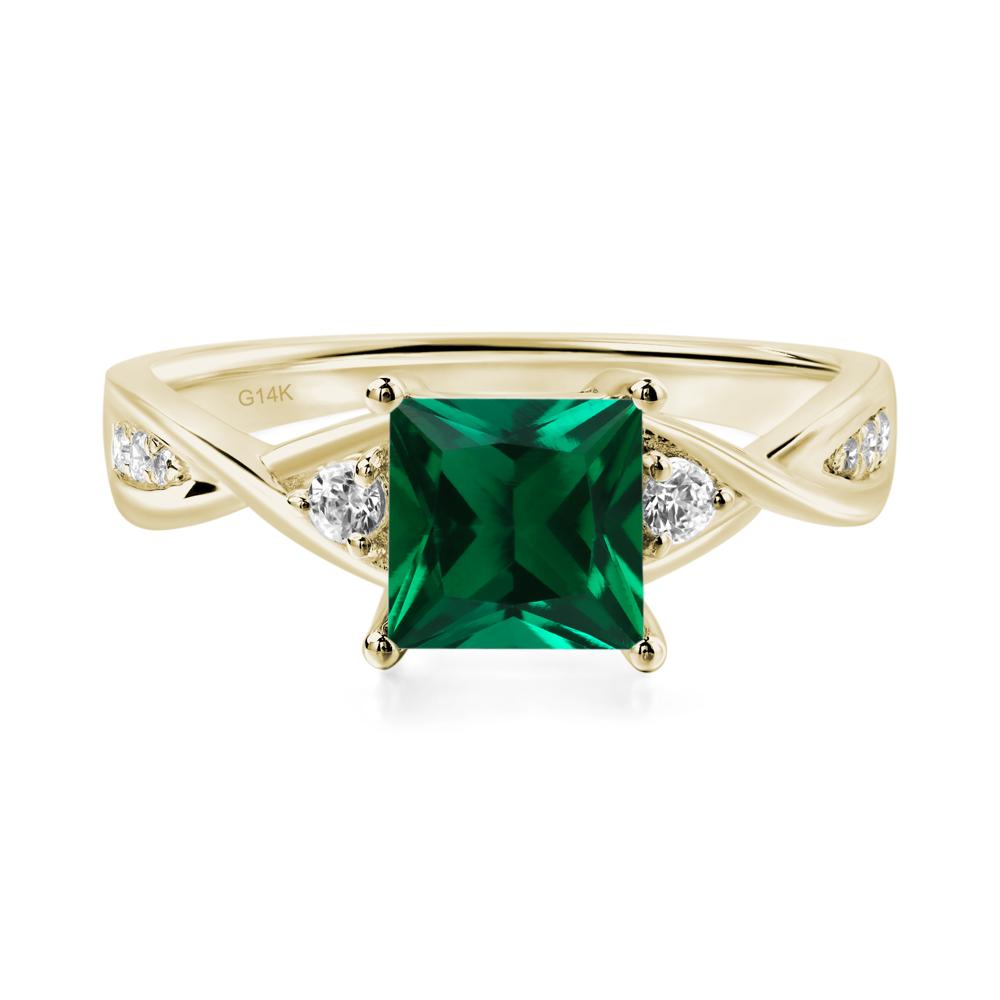 Princess Cut Emerald Engagement Ring - LUO Jewelry #metal_14k yellow gold