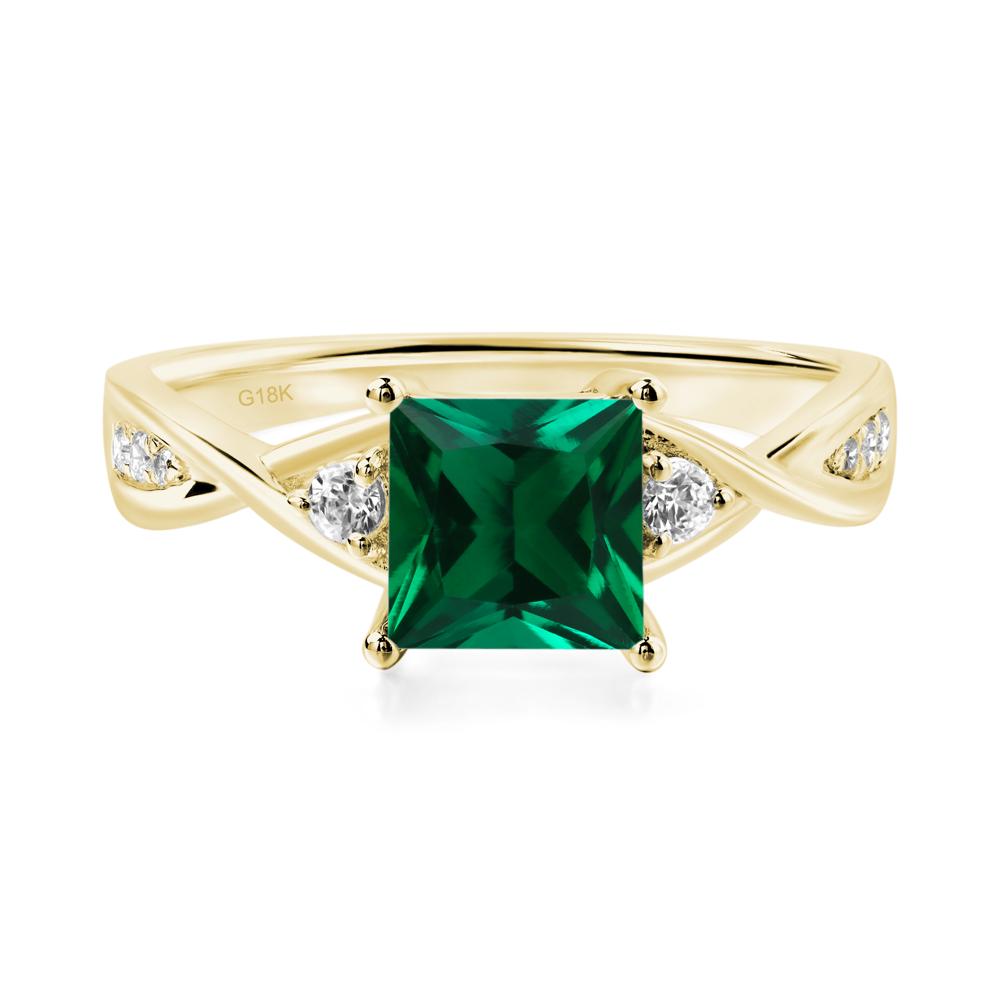 Princess Cut Emerald Engagement Ring - LUO Jewelry #metal_18k yellow gold