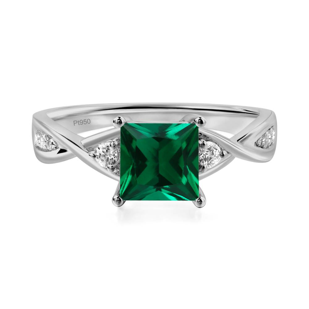 Princess Cut Emerald Engagement Ring - LUO Jewelry #metal_platinum