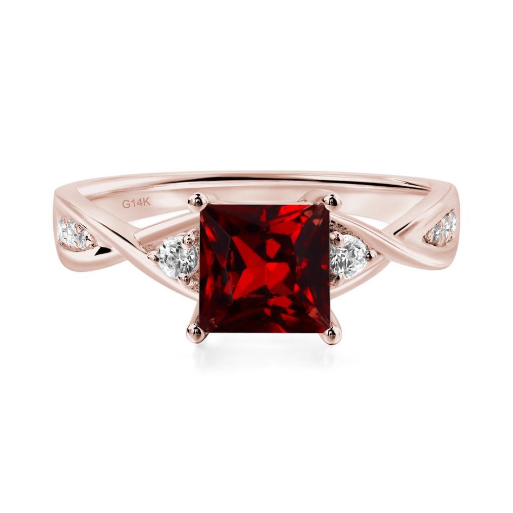 Princess Cut Garnet Engagement Ring - LUO Jewelry #metal_14k rose gold