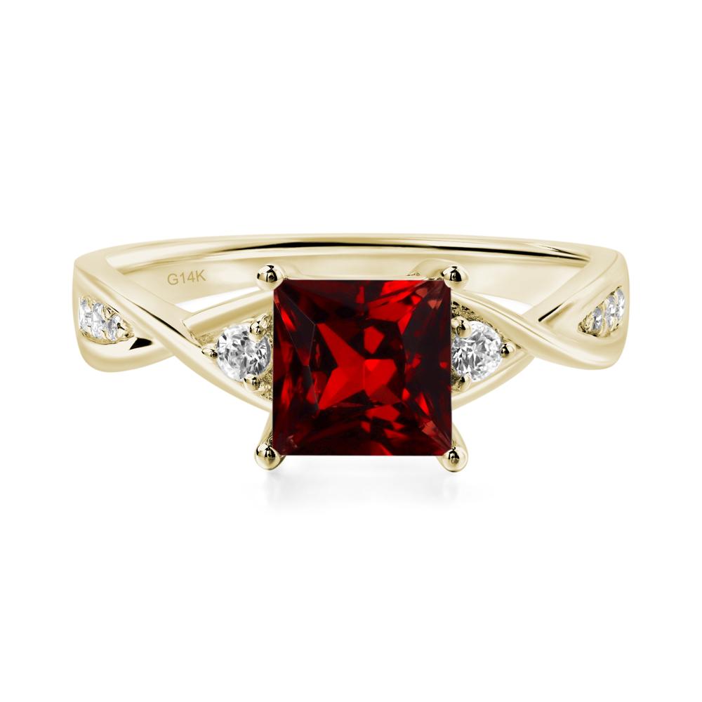 Princess Cut Garnet Engagement Ring - LUO Jewelry #metal_14k yellow gold