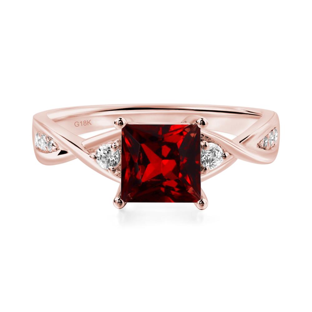 Princess Cut Garnet Engagement Ring - LUO Jewelry #metal_18k rose gold