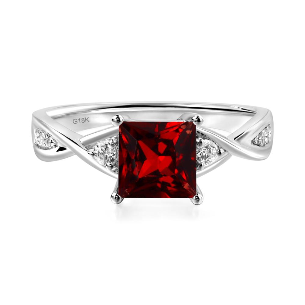 Princess Cut Garnet Engagement Ring - LUO Jewelry #metal_18k white gold