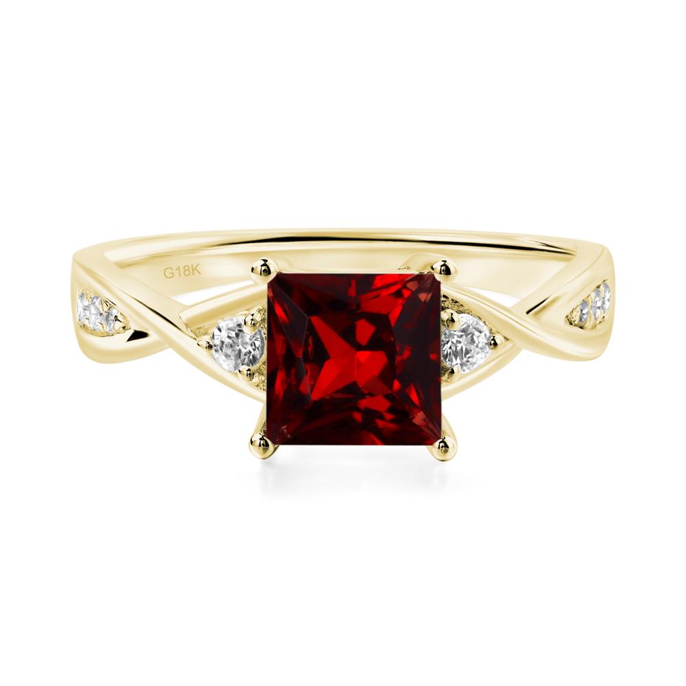 Princess Cut Garnet Engagement Ring - LUO Jewelry #metal_18k yellow gold