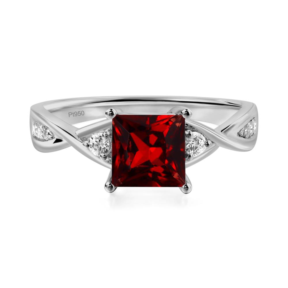 Princess Cut Garnet Engagement Ring - LUO Jewelry #metal_platinum