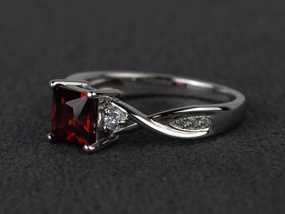 Princess Cut Garnet Engagement Ring - LUO Jewelry