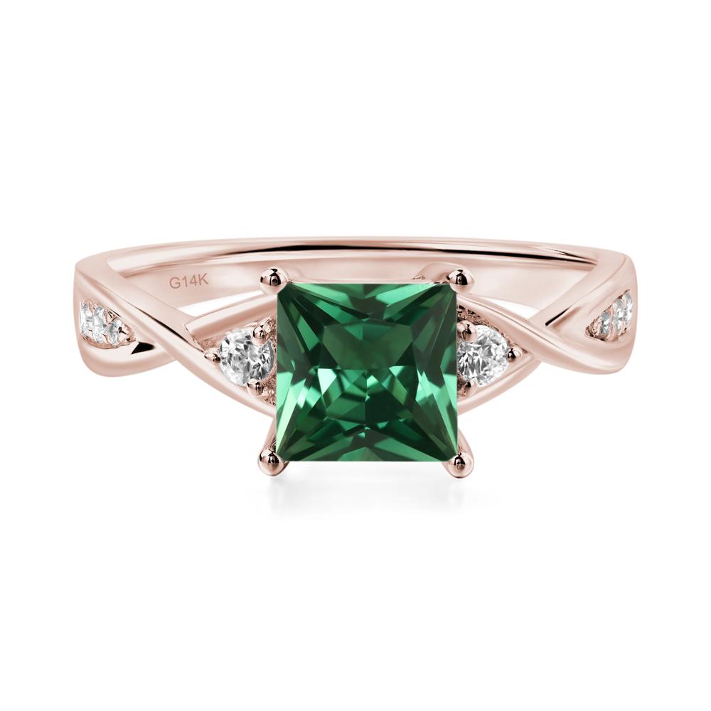 Princess Cut Green Sapphire Engagement Ring - LUO Jewelry #metal_14k rose gold
