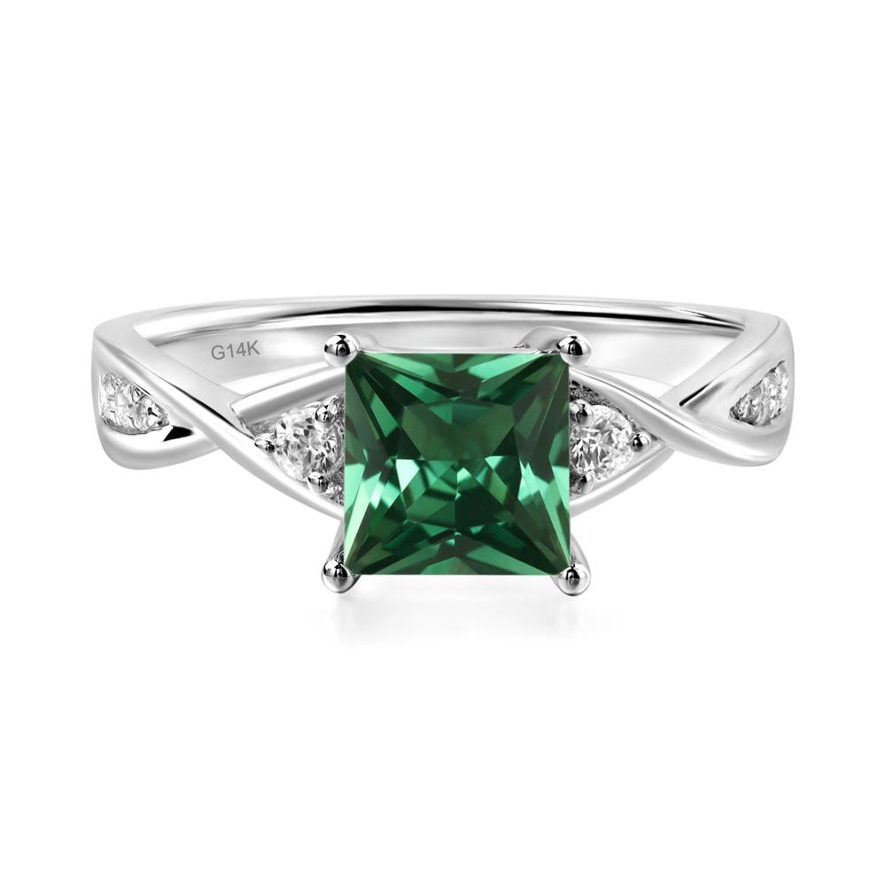 Princess Cut Green Sapphire Engagement Ring - LUO Jewelry #metal_14k white gold