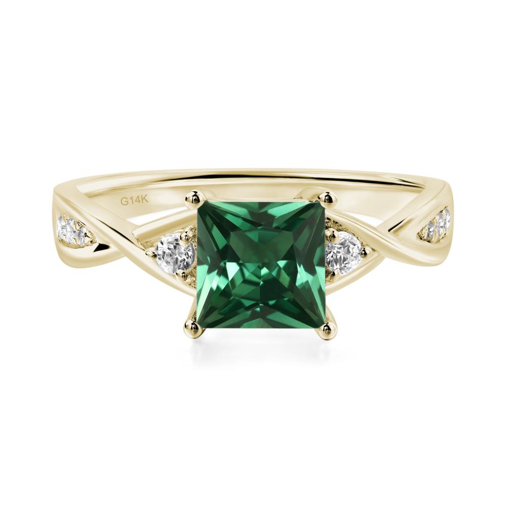 Princess Cut Green Sapphire Engagement Ring - LUO Jewelry #metal_14k yellow gold
