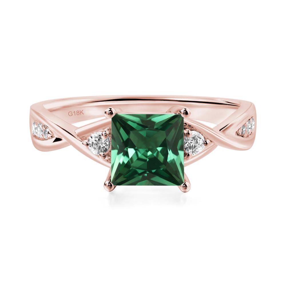 Princess Cut Green Sapphire Engagement Ring - LUO Jewelry #metal_18k rose gold