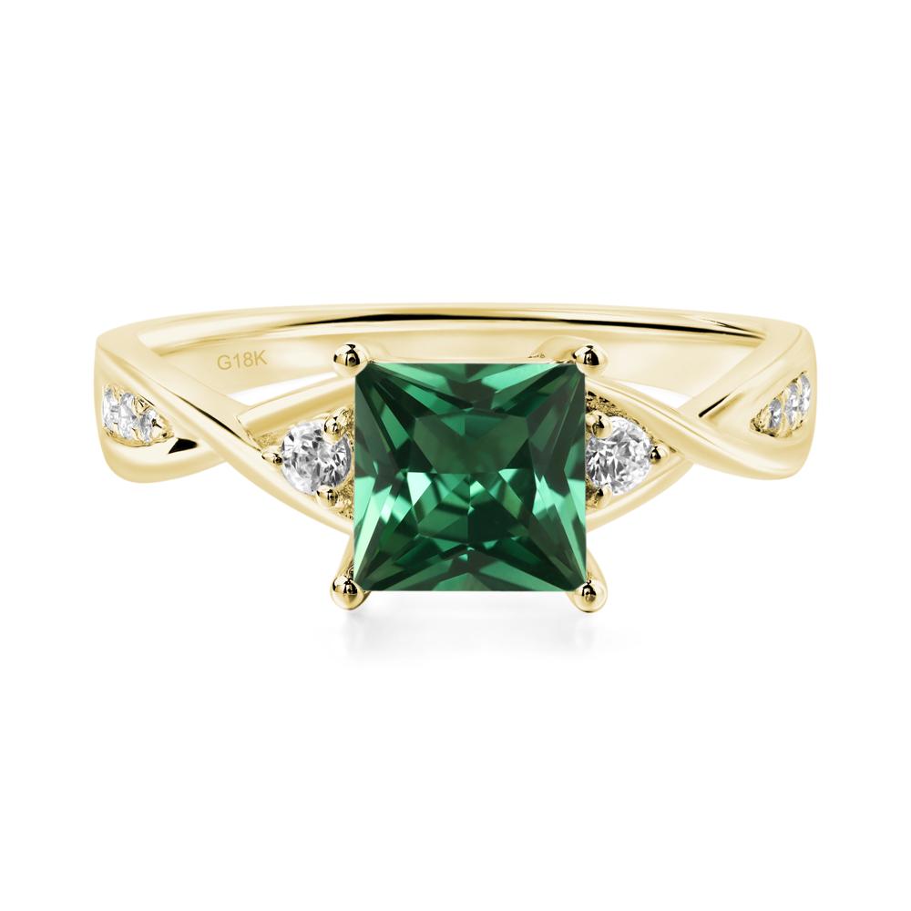 Princess Cut Green Sapphire Engagement Ring - LUO Jewelry #metal_18k yellow gold