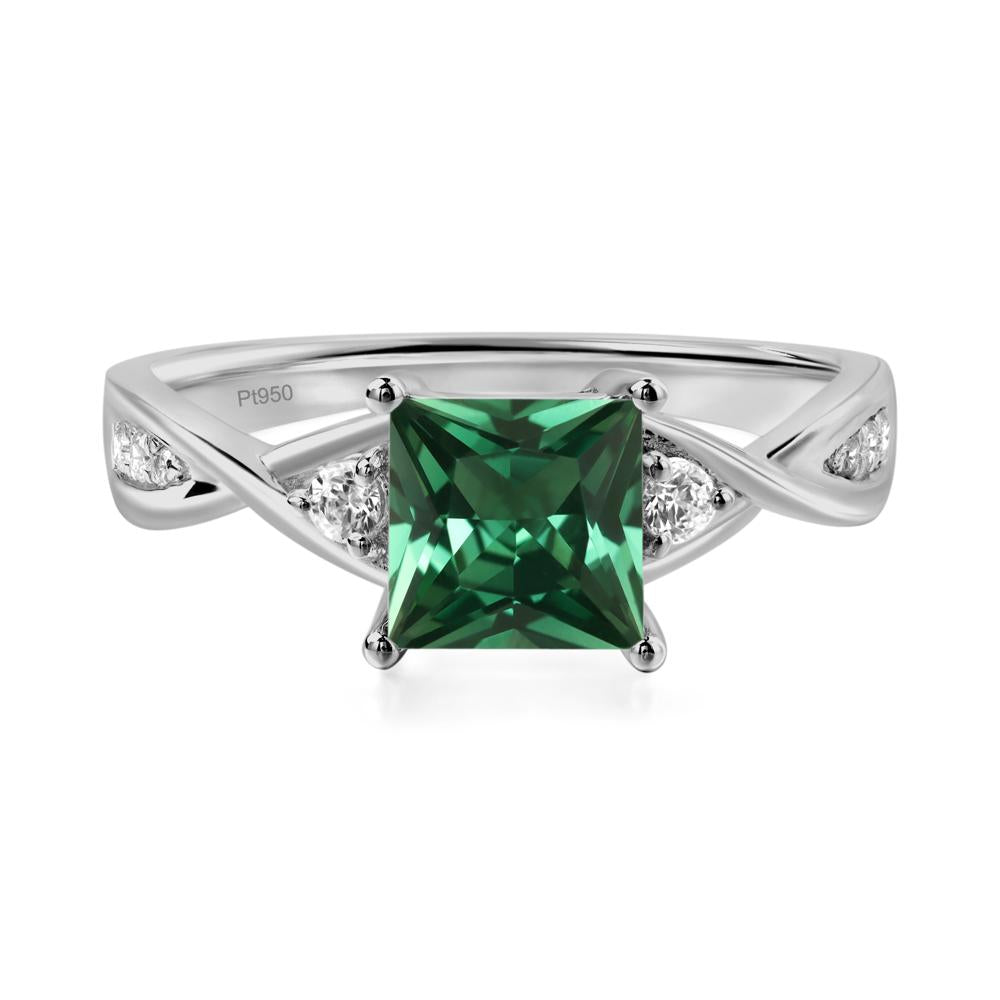 Princess Cut Green Sapphire Engagement Ring - LUO Jewelry #metal_platinum