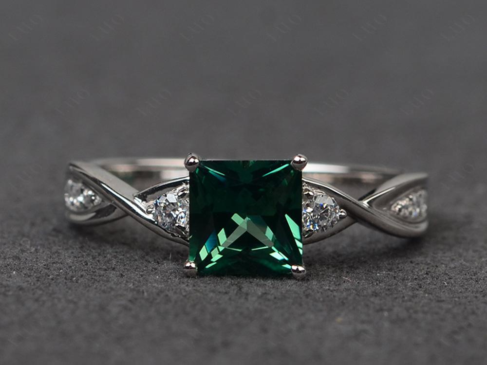 Princess Cut Green Sapphire Engagement Ring - LUO Jewelry