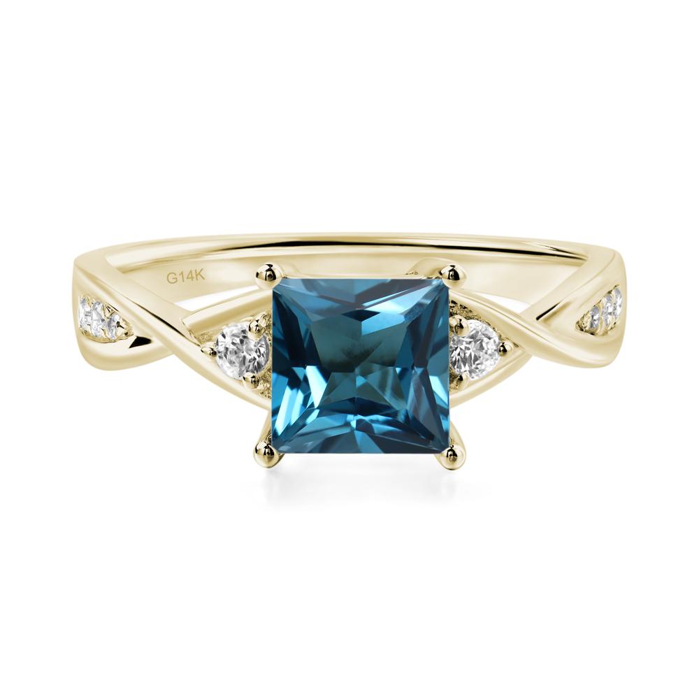 Princess Cut London Blue Topaz Engagement Ring - LUO Jewelry #metal_14k yellow gold