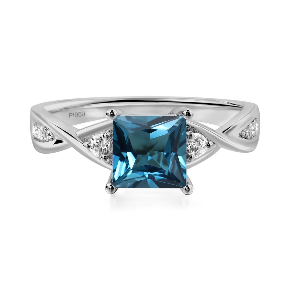 Princess Cut London Blue Topaz Engagement Ring - LUO Jewelry #metal_platinum