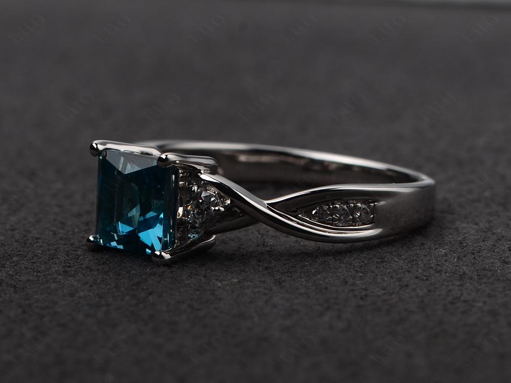Princess Cut London Blue Topaz Engagement Ring - LUO Jewelry
