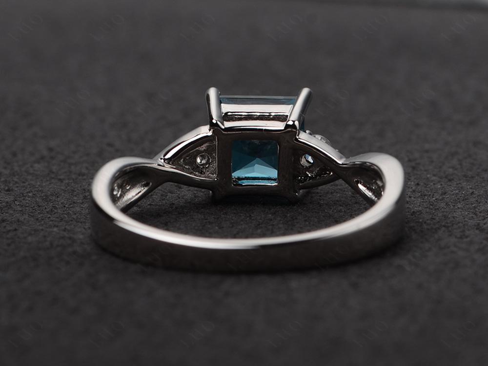 Princess Cut London Blue Topaz Engagement Ring - LUO Jewelry