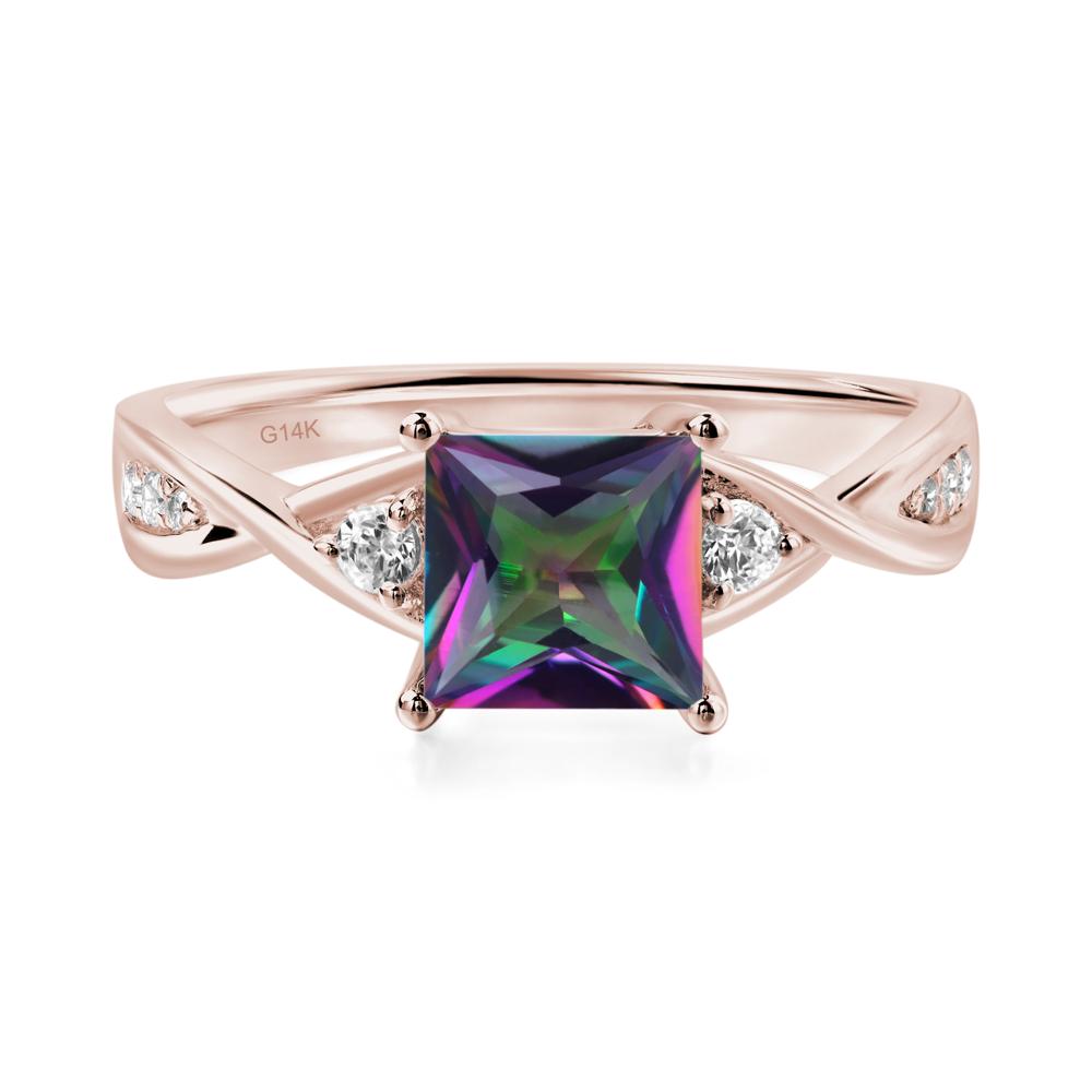 Princess Cut Mystic Topaz Engagement Ring - LUO Jewelry #metal_14k rose gold