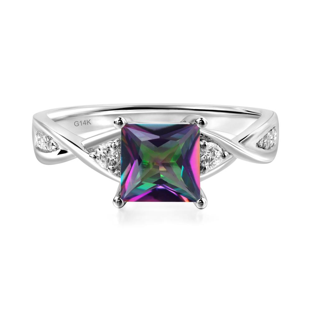 Princess Cut Mystic Topaz Engagement Ring - LUO Jewelry #metal_14k white gold