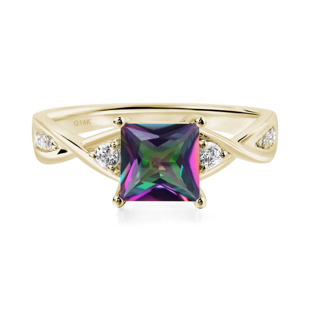 Princess Cut Mystic Topaz Engagement Ring - LUO Jewelry #metal_14k yellow gold
