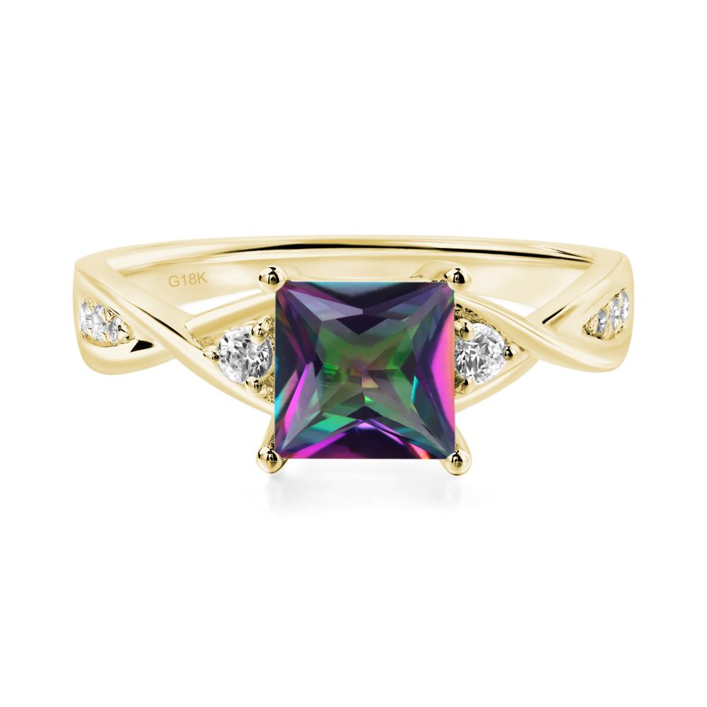Princess Cut Mystic Topaz Engagement Ring - LUO Jewelry #metal_18k yellow gold