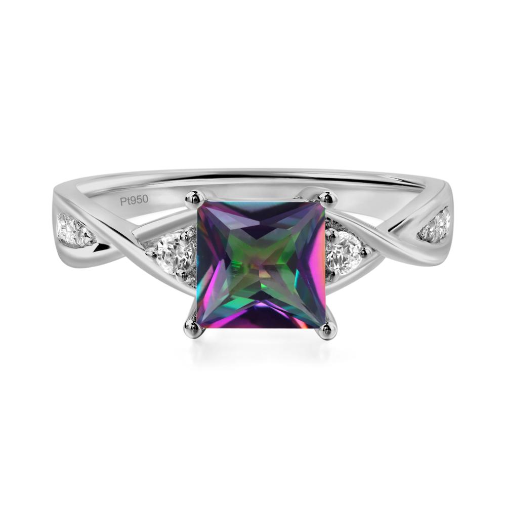 Princess Cut Mystic Topaz Engagement Ring - LUO Jewelry #metal_platinum