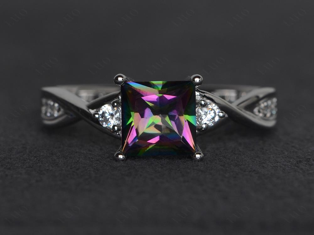 Princess Cut Mystic Topaz Engagement Ring - LUO Jewelry
