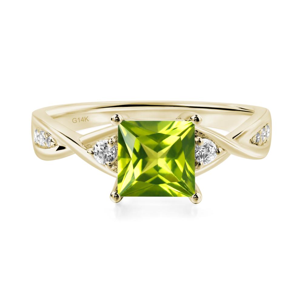 Princess Cut Peridot Engagement Ring - LUO Jewelry #metal_14k yellow gold