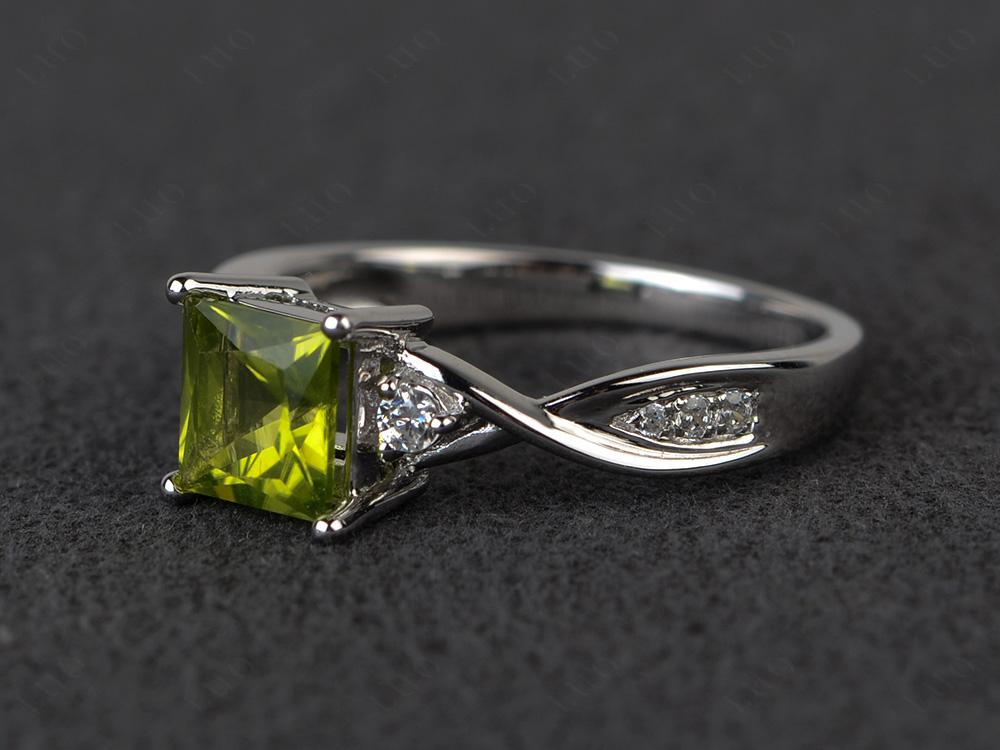 Princess Cut Peridot Engagement Ring - LUO Jewelry