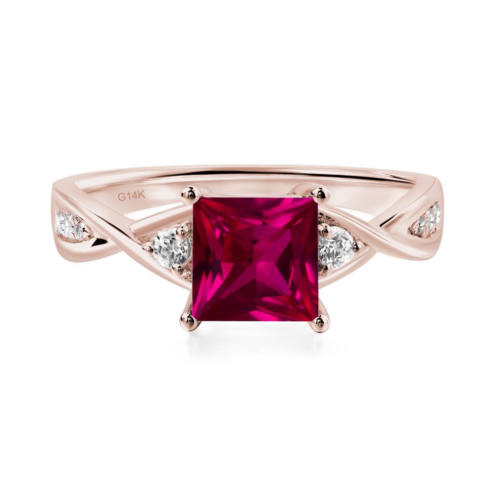 Princess Cut Ruby Engagement Ring - LUO Jewelry #metal_14k rose gold