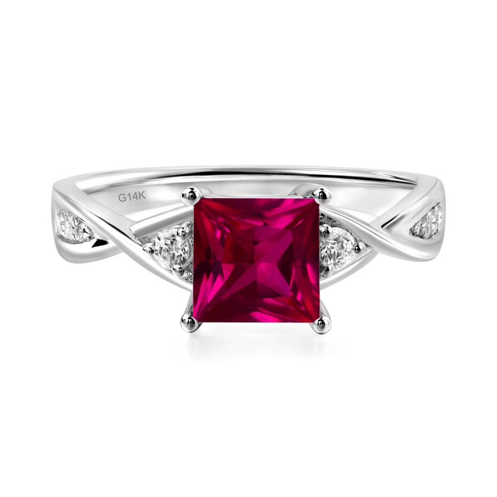 Princess Cut Ruby Engagement Ring - LUO Jewelry #metal_14k white gold