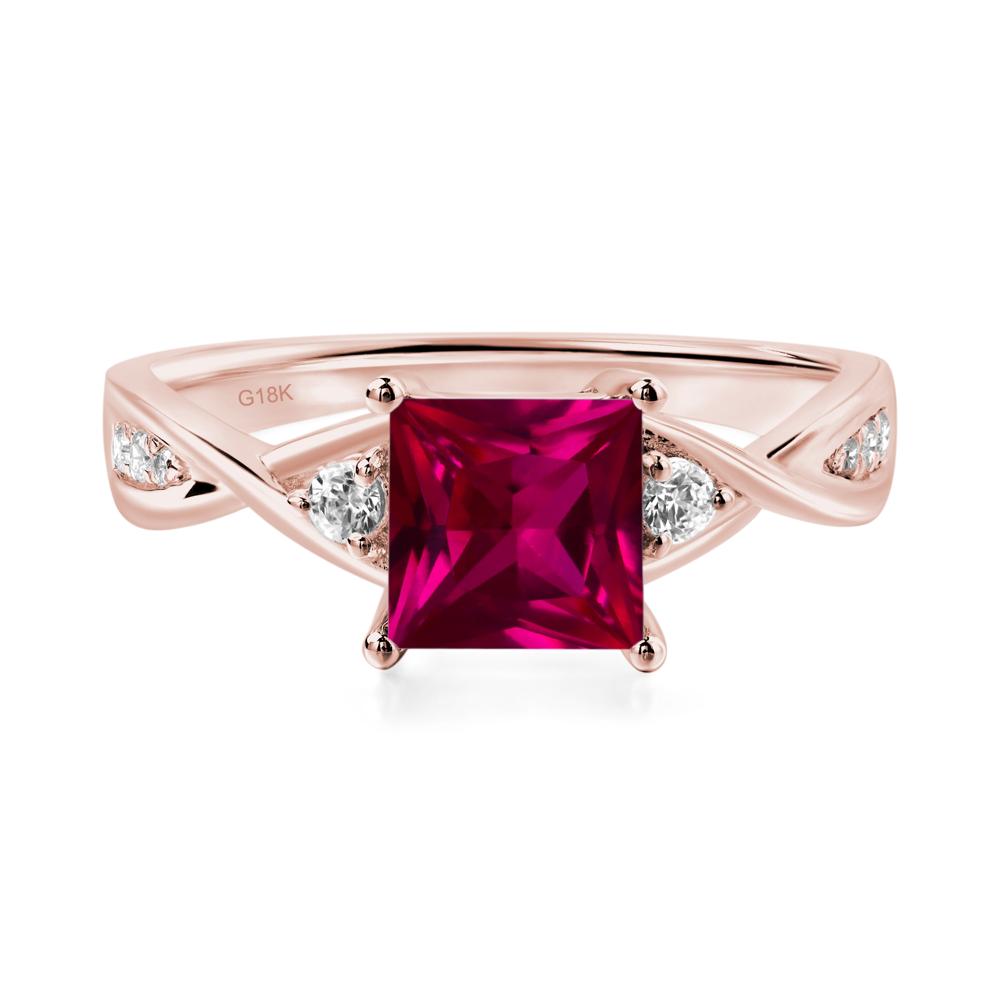 Princess Cut Ruby Engagement Ring - LUO Jewelry #metal_18k rose gold