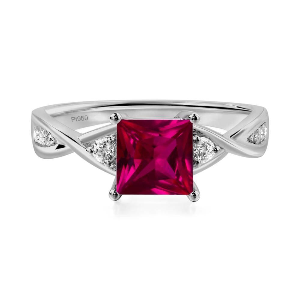 Princess Cut Ruby Engagement Ring - LUO Jewelry #metal_platinum