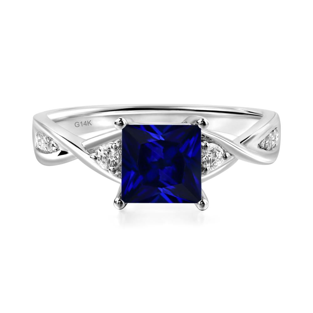 Princess Cut Lab Grown Sapphire Engagement Ring - LUO Jewelry #metal_14k white gold