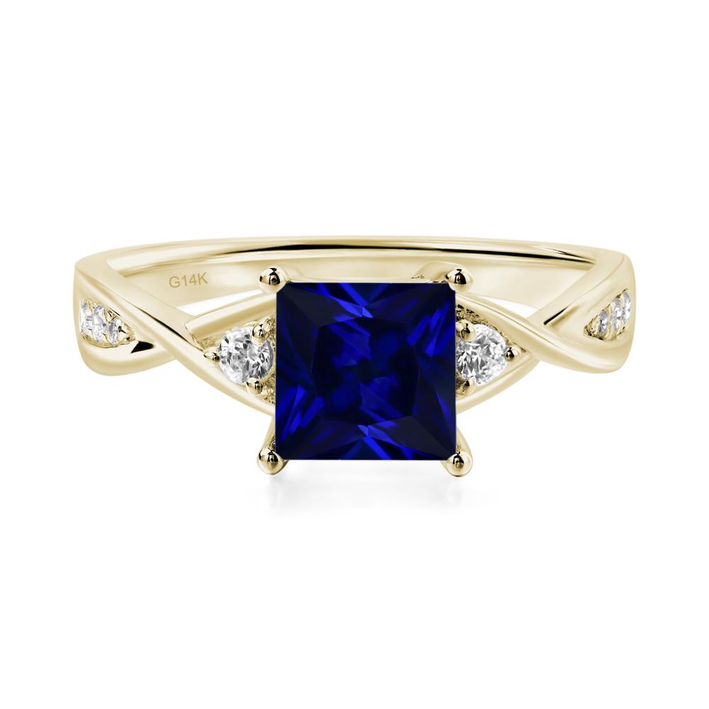 Princess Cut Lab Grown Sapphire Engagement Ring - LUO Jewelry #metal_14k yellow gold