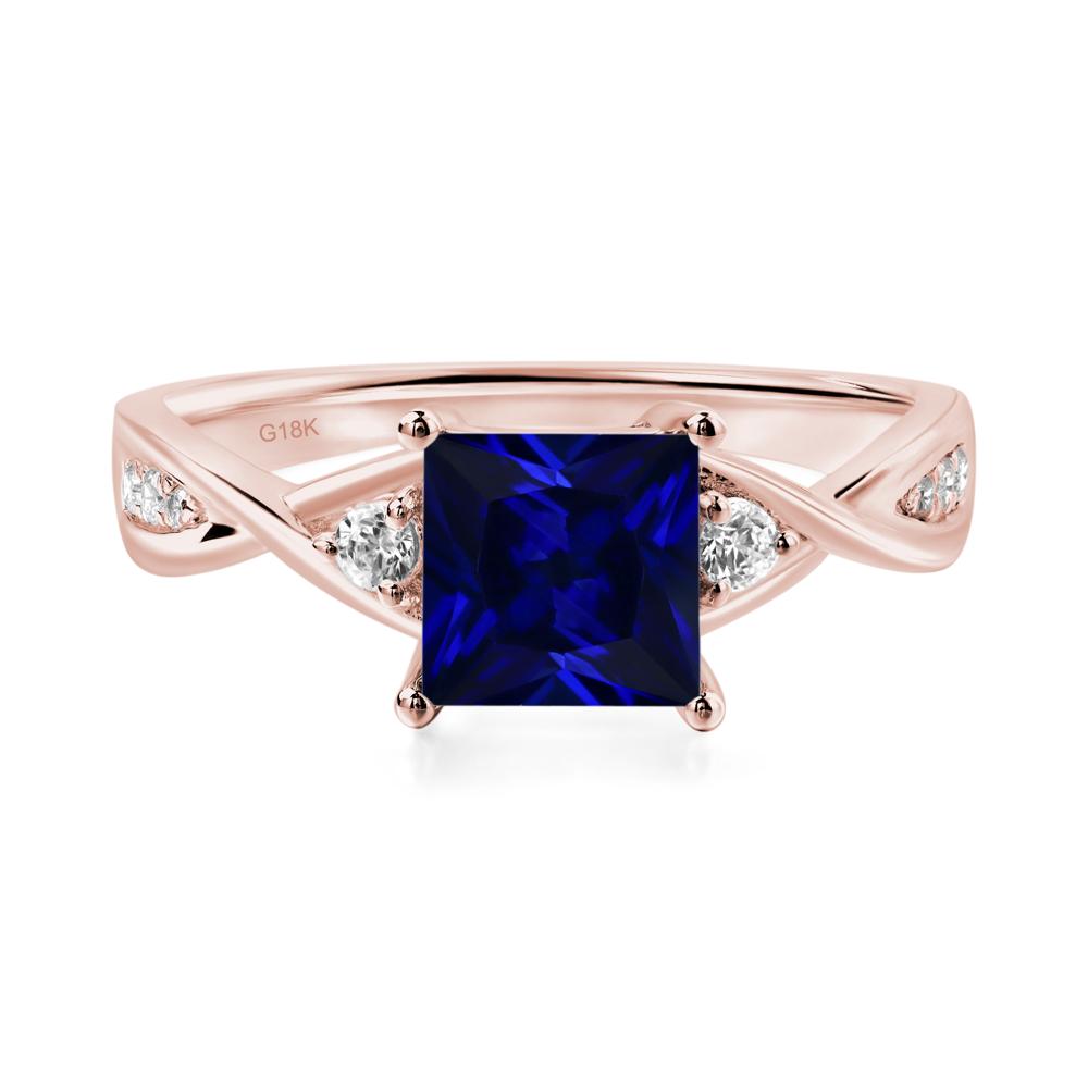 Princess Cut Lab Grown Sapphire Engagement Ring - LUO Jewelry #metal_18k rose gold