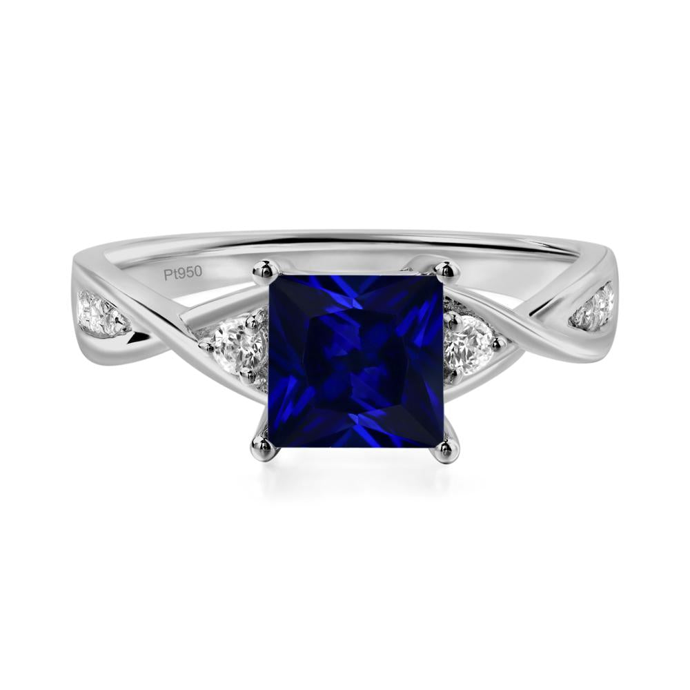 Princess Cut Lab Grown Sapphire Engagement Ring - LUO Jewelry #metal_platinum