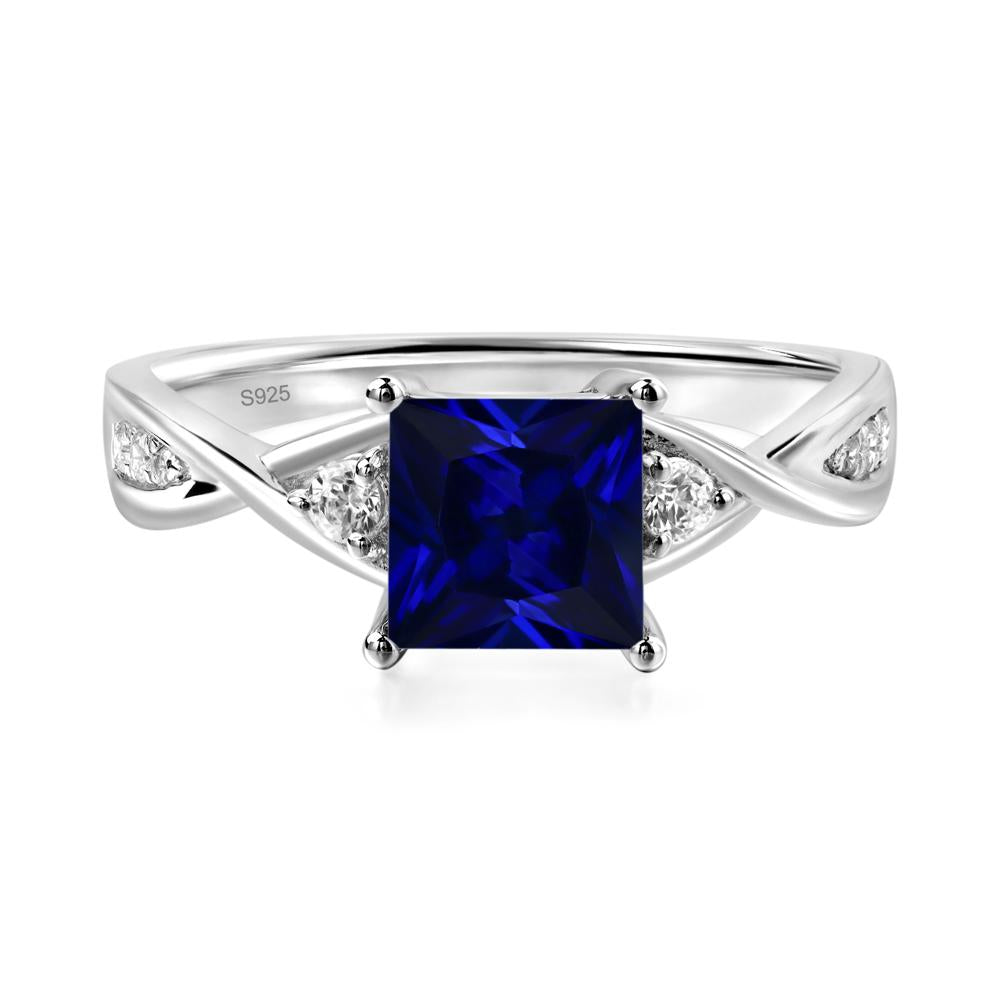 Princess Cut Lab Grown Sapphire Engagement Ring - LUO Jewelry #metal_sterling silver