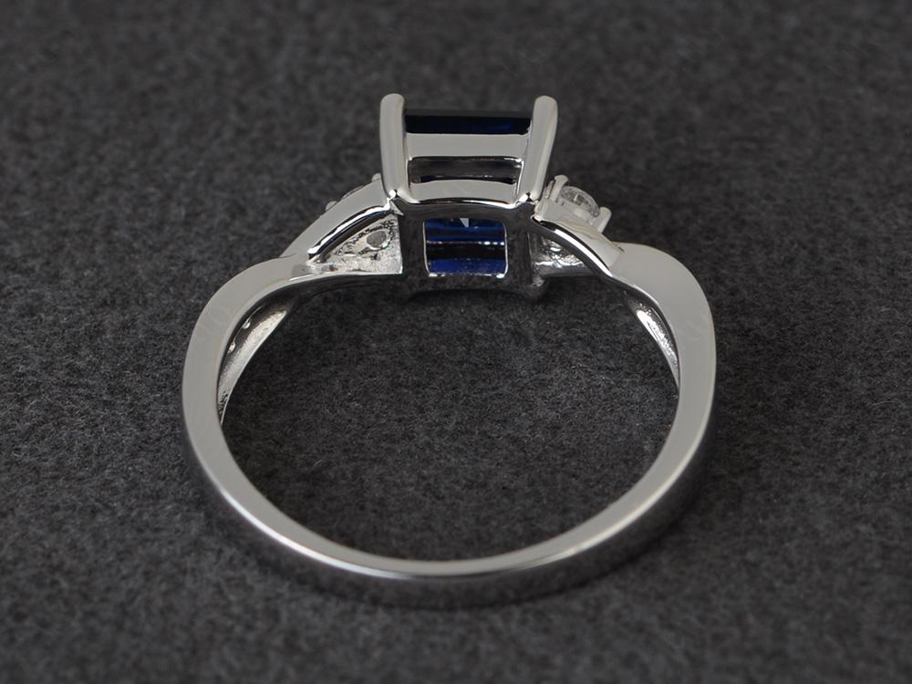 Princess Cut Lab Grown Sapphire Engagement Ring - LUO Jewelry