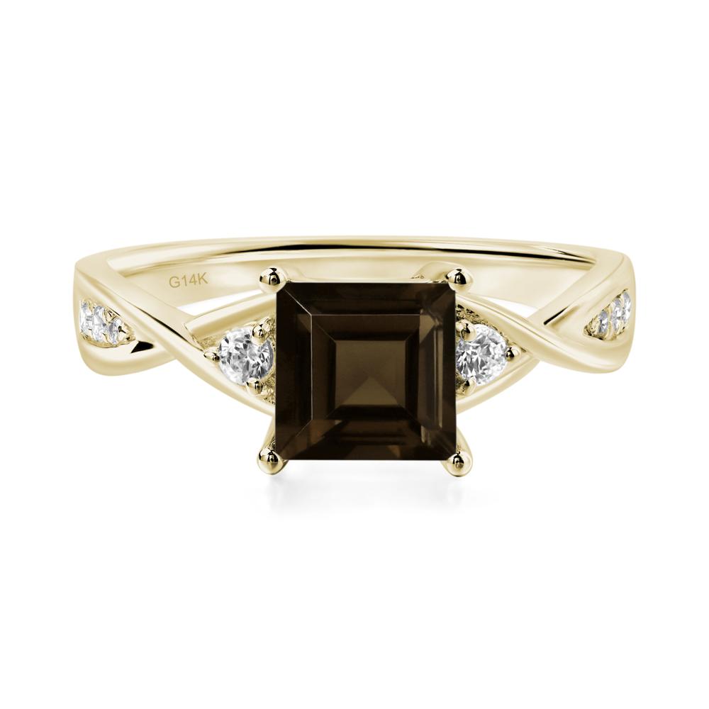 Square Cut Smoky Quartz Engagement Ring - LUO Jewelry #metal_14k yellow gold