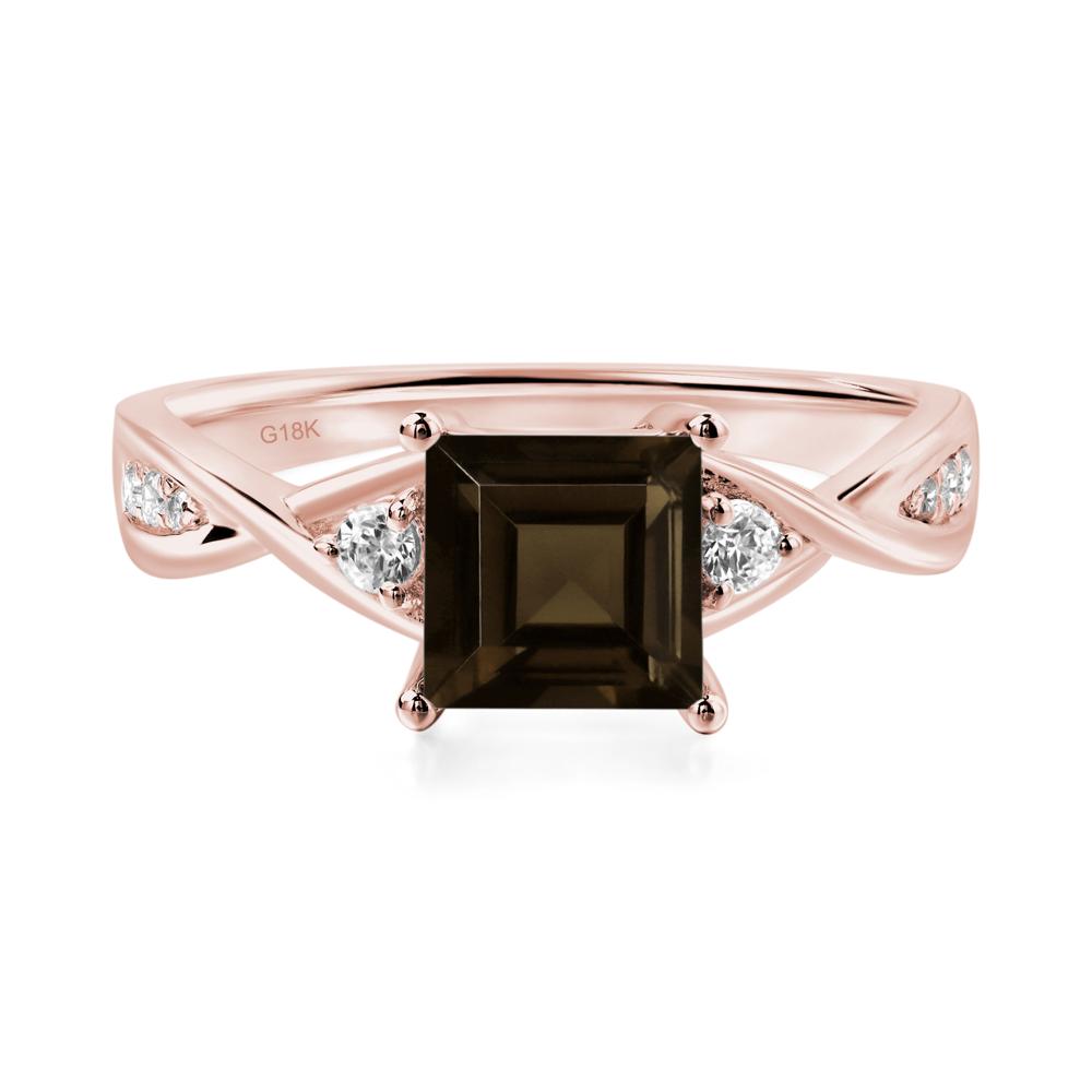 Square Cut Smoky Quartz Engagement Ring - LUO Jewelry #metal_18k rose gold