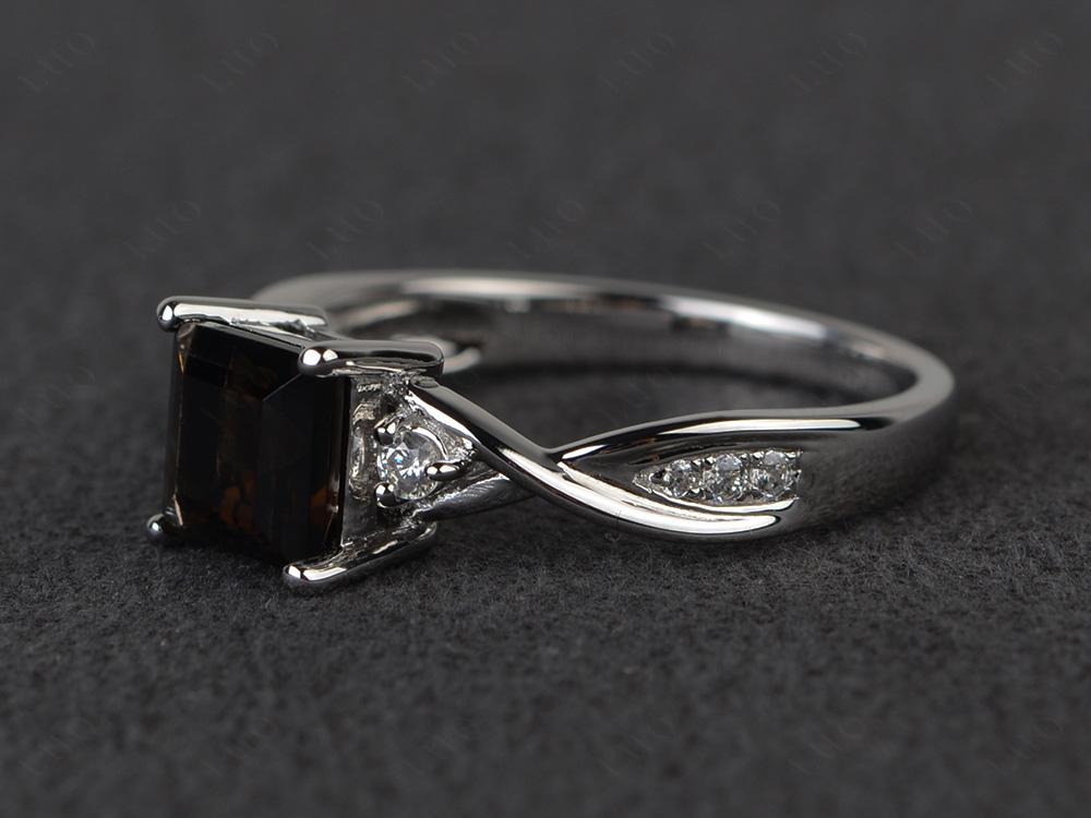 Square Cut Smoky Quartz Engagement Ring - LUO Jewelry