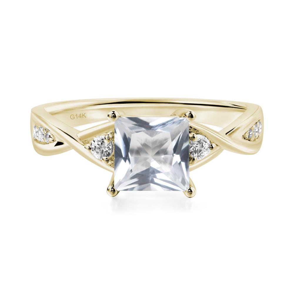 Princess Cut White Topaz Engagement Ring - LUO Jewelry #metal_14k yellow gold